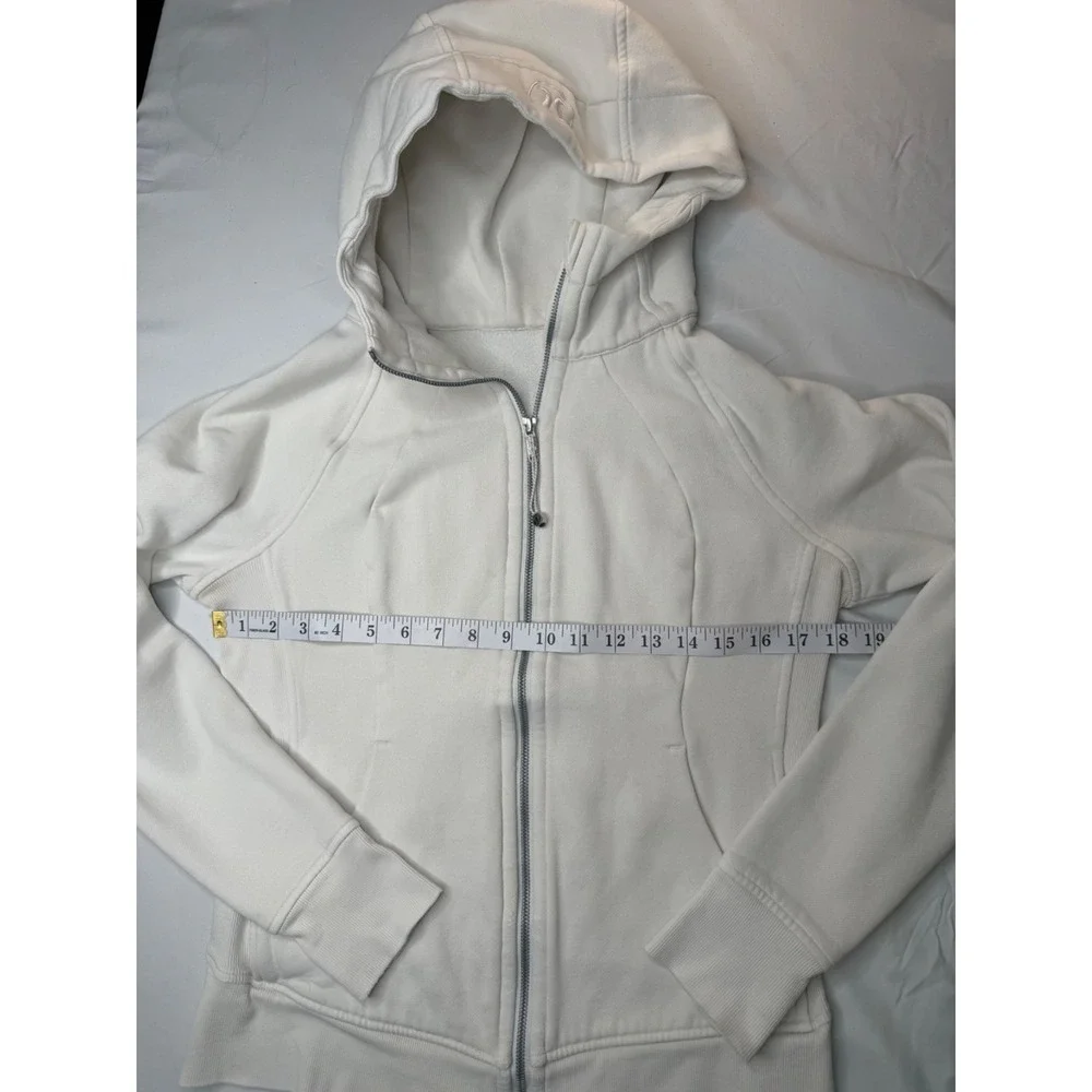 Lululemon Scuba Full Zip Hoodie Bone Size 8 Thumbholes Cotton Terry